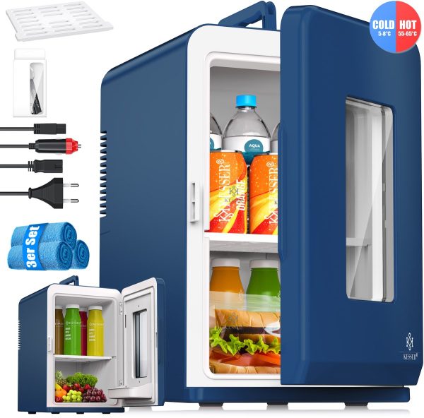 KESSER® Tafelmodel Koelkast 15 Liter AC DC 220-240V en 12V - Mini Koelkast Vrijstaand met Verwarmingsfunctie - Koelbox ideaal voor Auto en camperen - Marineblauw84