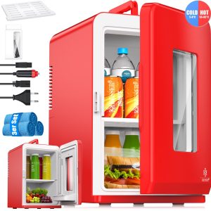 KESSER® Tafelmodel Koelkast 15 Liter AC DC 220-240V en 12V - Mini Koelkast Vrijstaand met Verwarmingsfunctie - Koelbox ideaal voor Auto en camperen - Rood
