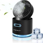 Aigostar Tafelventilator - Mini mist ventilator - Portable luchtbevochtiger - Mini luchtkoeler- USB - met LED nachtlampje - Zwart