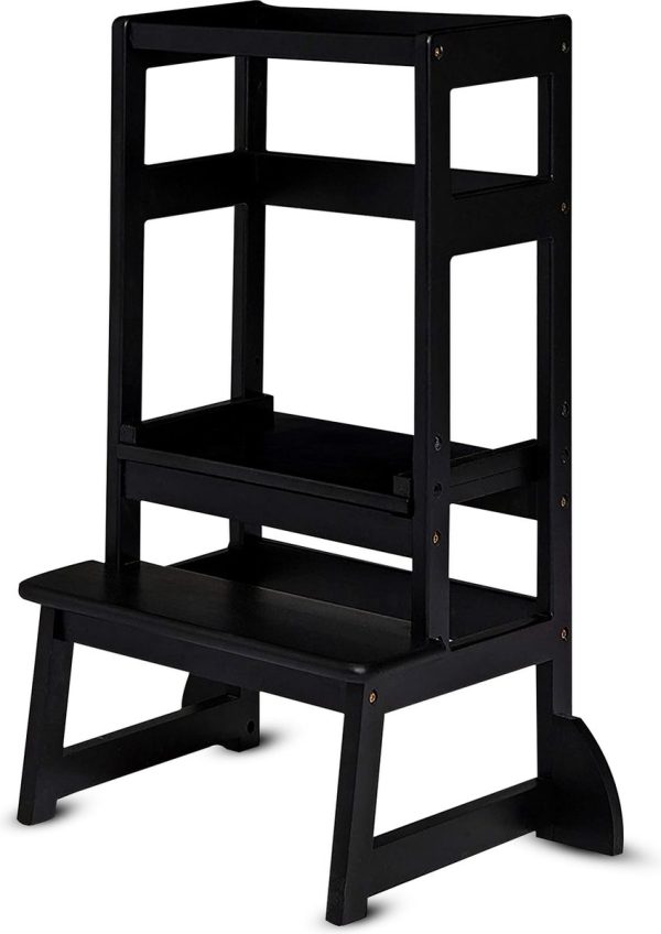 Ommie Leertoren - learning tower - montessori leertoren - leertoren keukenhulp - zwart