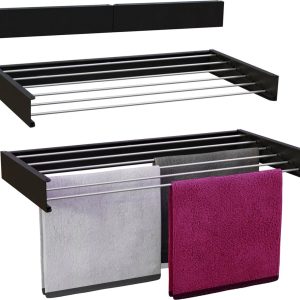 Vonia Wanddroogrek - Droogrek - Wasrek - Droogrek Muur - 100 x 50 cm - Zwart