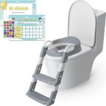 Opvouwbare WC Verkleiner met Trapje – Toilettrainer voor Kinderen van 2 tot 7 Jaar – Grijs – Comfortabele en Veilige WC Bril Verkleiner voor Peuters