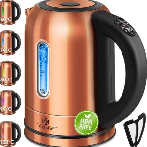KESSER® roestvrijstalen Waterkoker van 1,7 Liter 2200 W met Temperatuurregeling Warmhoudfunctie - Koper