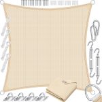 KESSER® Schaduwdoek | zonnezeil zonwering windbescherming | HDPE stof | waterafstotend & windwerend | 5-voudig kruislings gestikt robuust & stabiel schaduwgever tuin balkon terras - Creme, Vierkant,5x5m