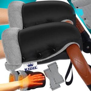 KIDIZ® Handwarmer Wandelwagenhandschoenen Handpop met warme pluche fleece en katoenen binnenkant Waterdichte winddichte handwarmer universele maat voor alle wandelwagens Buggy - Zwart