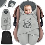 KIDIZ® Baby Slaapzak voor Buggy Voetenzak voor Autostoeltje & Wandelwagen Babyschaal, voor Winter met Kap + Babyslaapzak Deken voor Maxi-Cosi & Kinderwagen alle Gordelsystemen 3 & 5-Puntsgordel - Grijs / Antraciet