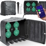 KESSER® Tuinstopcontact, steenlook met 4 stopcontacten, met wifi-functie, bediening via app, incl. grondpen, meervoudige stopcontacten voor buiten, met 3 m verlengkabel, buitenstopcontact, IP44