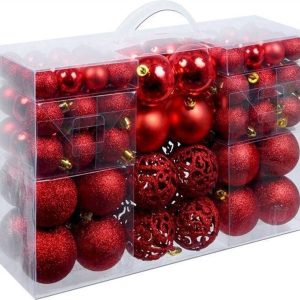 Kerstballen 100 stuks Rood, Kerstballen plastic 100 stuks