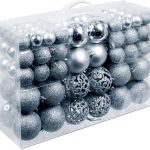 Christmas Gifts Kerstballen Set Silver - 100 Kunststof Kerstballen - Verschillende Afwerkingen - Ø 3/4/6 cm