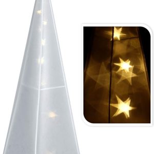 Sfeerpiramide hologram - 16 LED - 15x15x50 cm - Warm wit