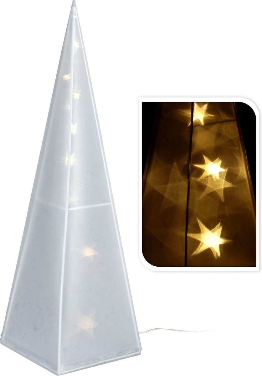 Sfeerpiramide hologram - 16 LED - 15x15x50 cm - Warm wit